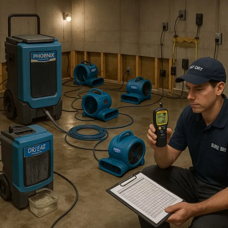 Structural Drying and Dehumidification process in Springville, IA